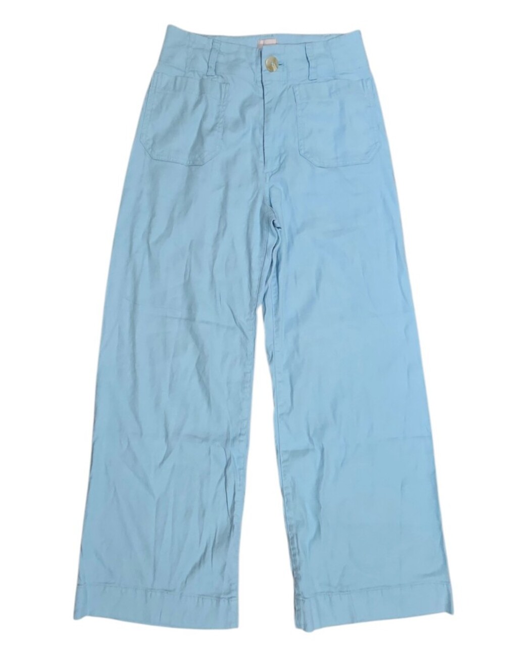 Maeve The Colette Cropped Wide-Leg Pants: Linen Edition Delicate Blue Size 25